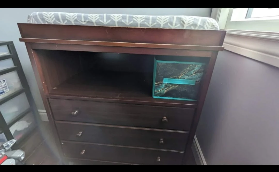 Dark Wood Changing Table Dresser