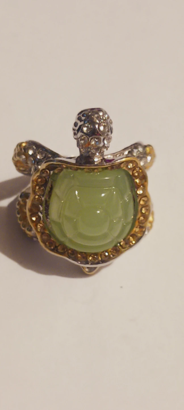 New !! Beautiful Turtle Ring with Green Gemstone. 9. - photo 3