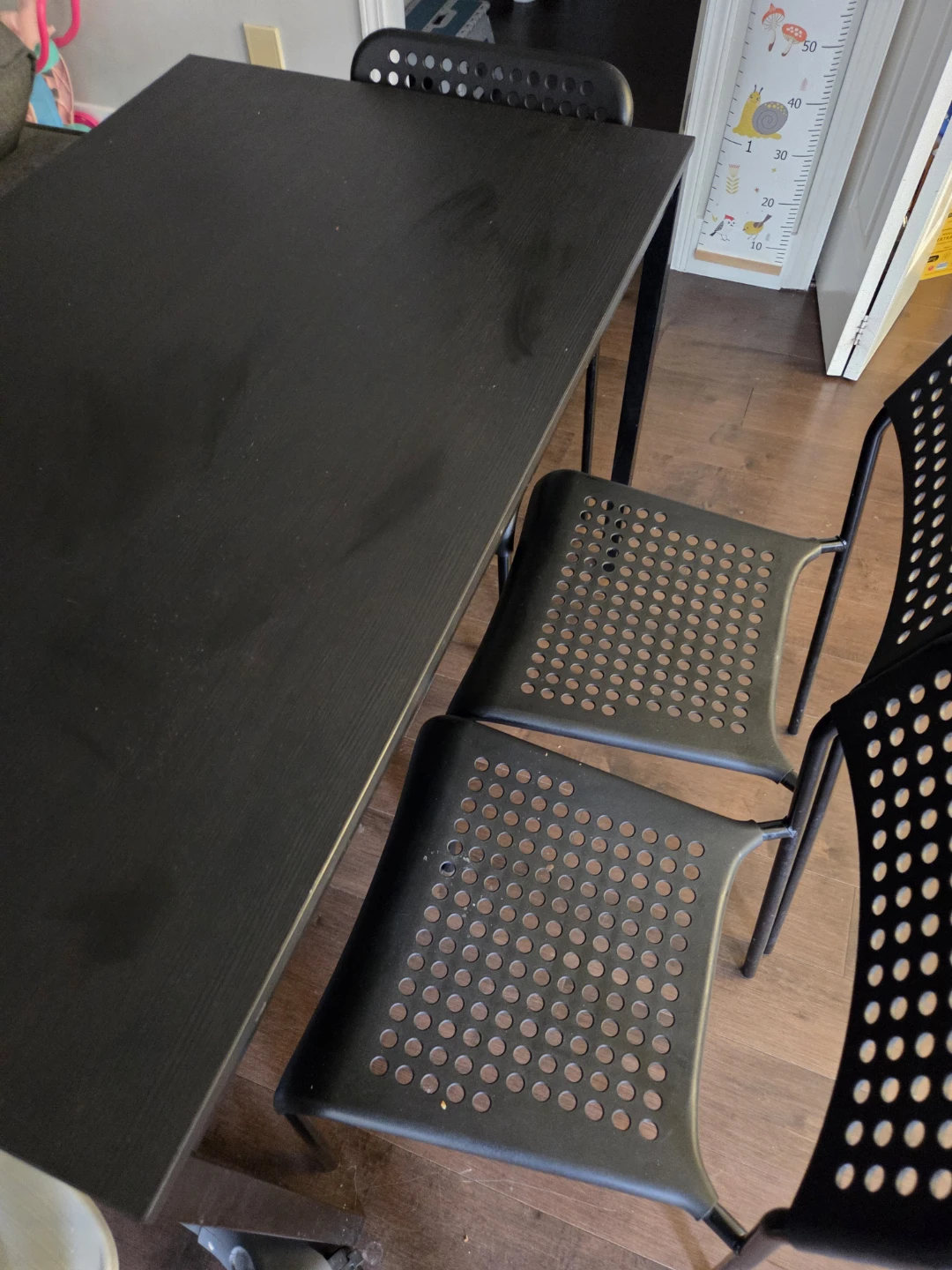 IKEA Black Dining Table and 3 Chairs Set