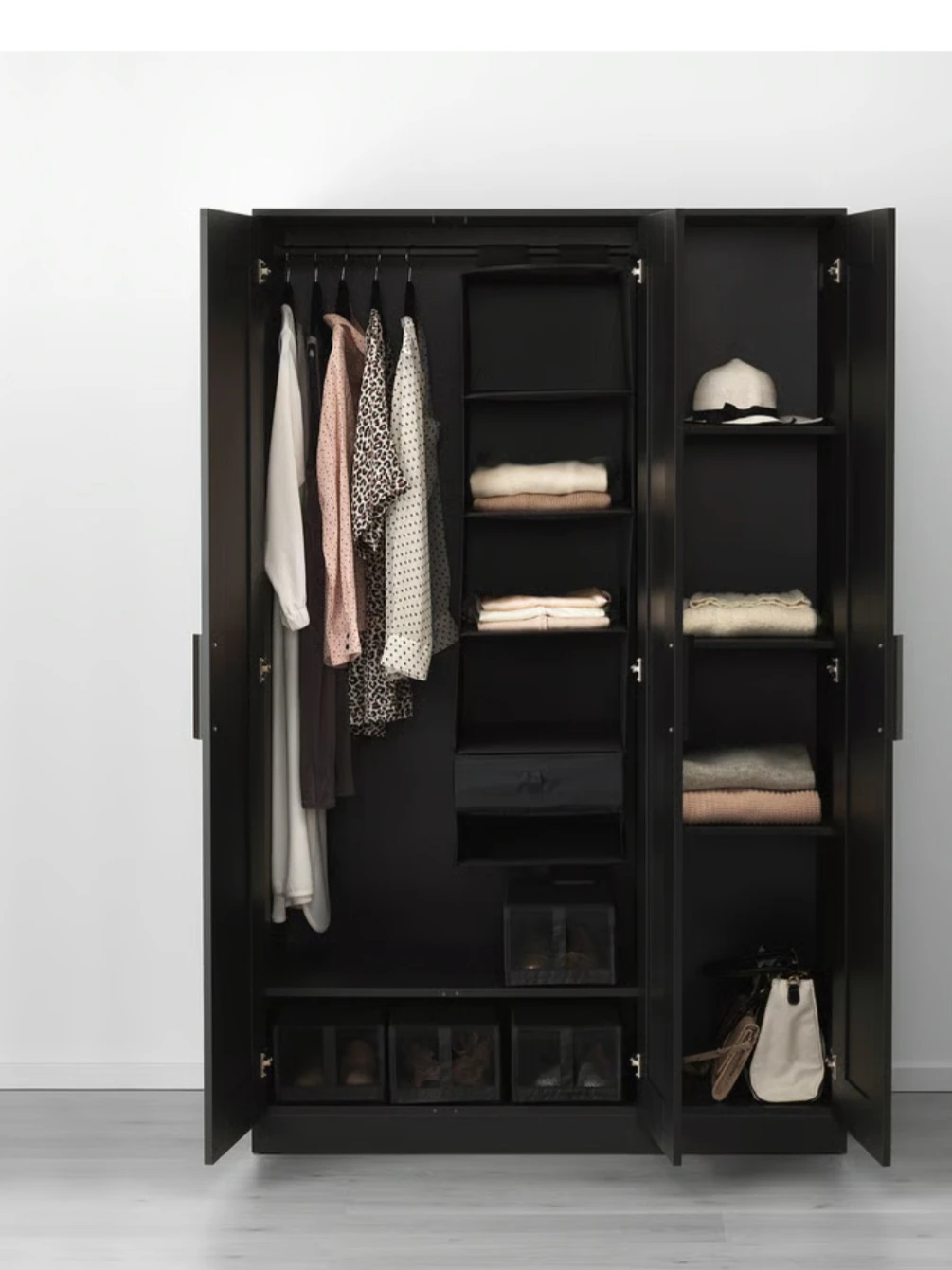 IKEA BRIMNES Wardrobe with 3 Doors, Black brown