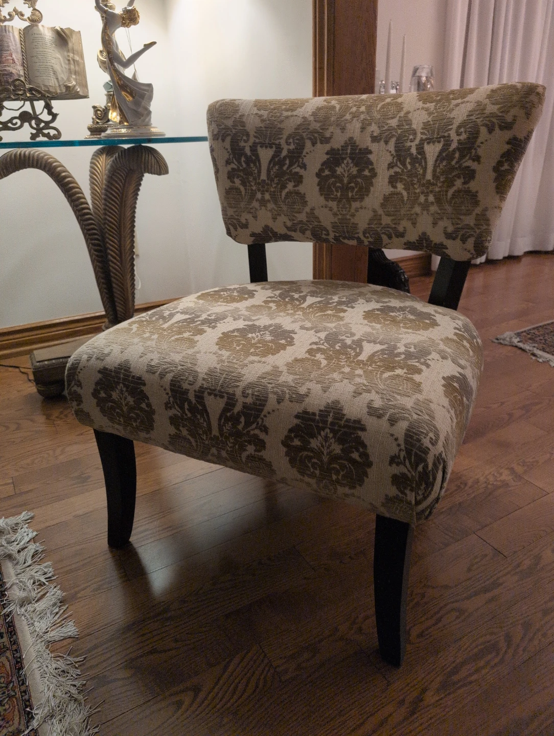 Moving! Must go this week! Damask upholstered accent chair