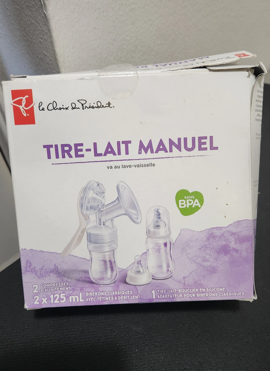 Le Choix du Président Manual Breast Pump with 2 x 125 mL Bottles