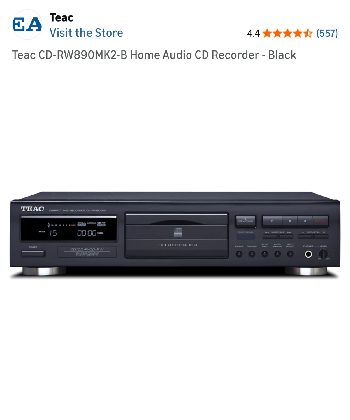 TEAC CD-RW890 Home Audio CD Recorder with Remote - photo 3