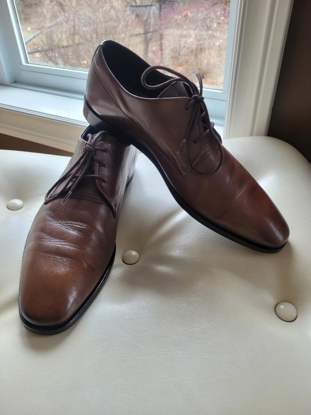 Hugo Boss Brown Leather Lace-Up Dress Shoes