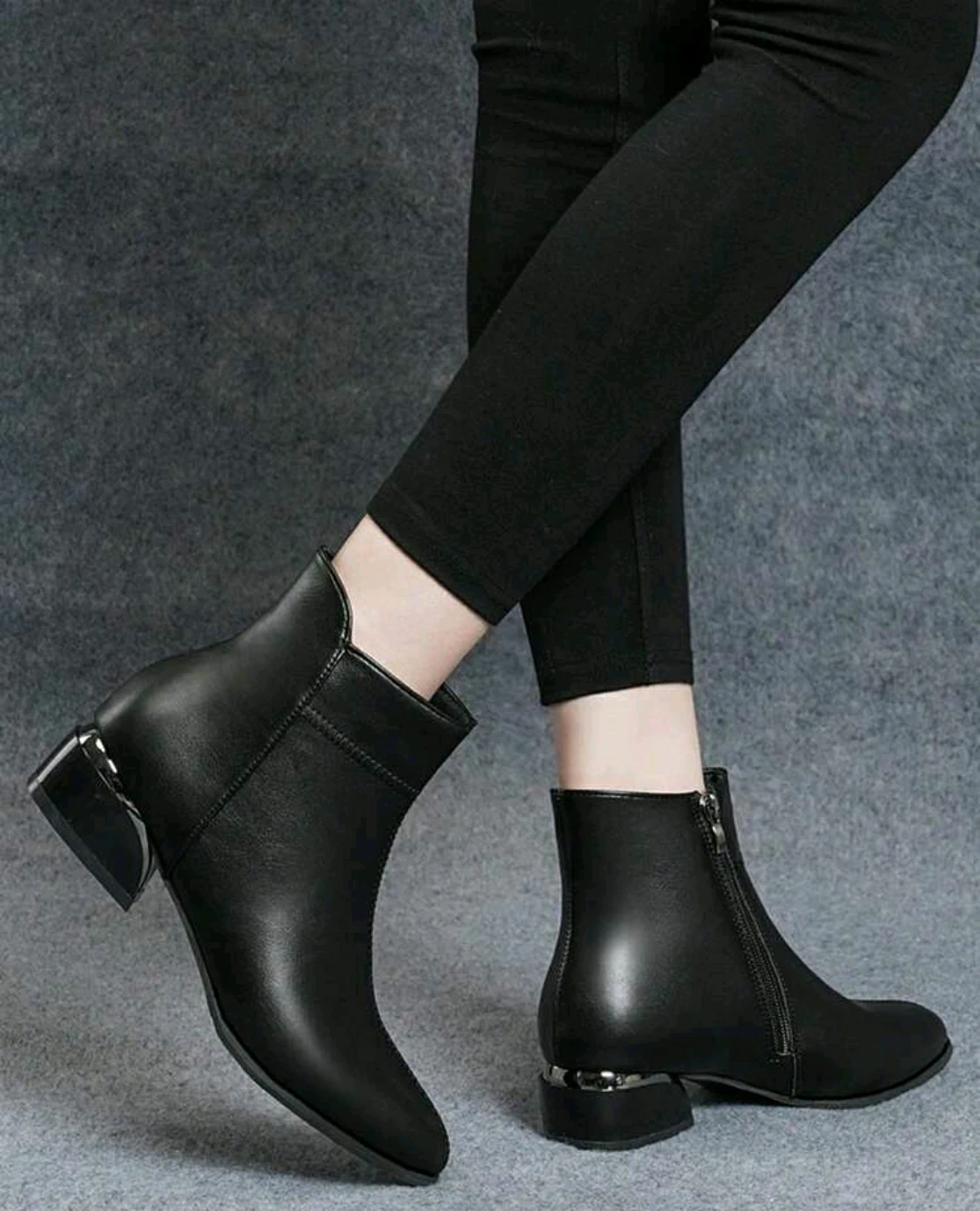 🧡 Black Boots with side Zippers - photo 3