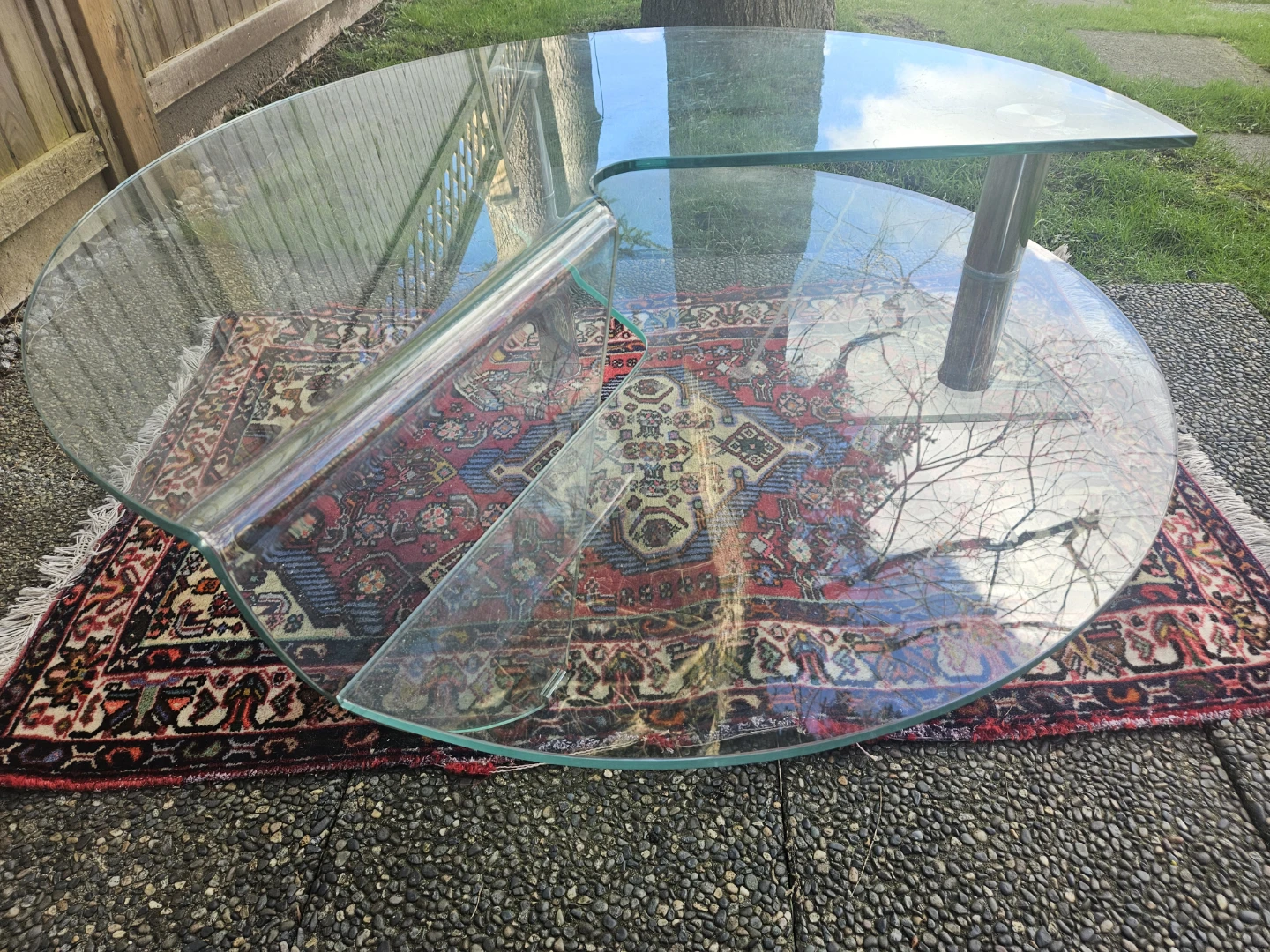 Glass and Chrome Swirl Coffee Table