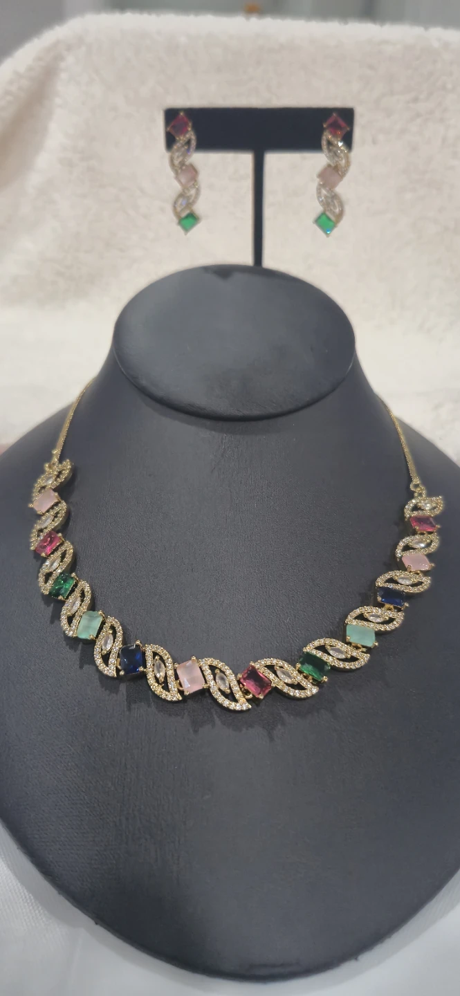 Luxury Multicolor Stone Statement Necklace Set - photo 2