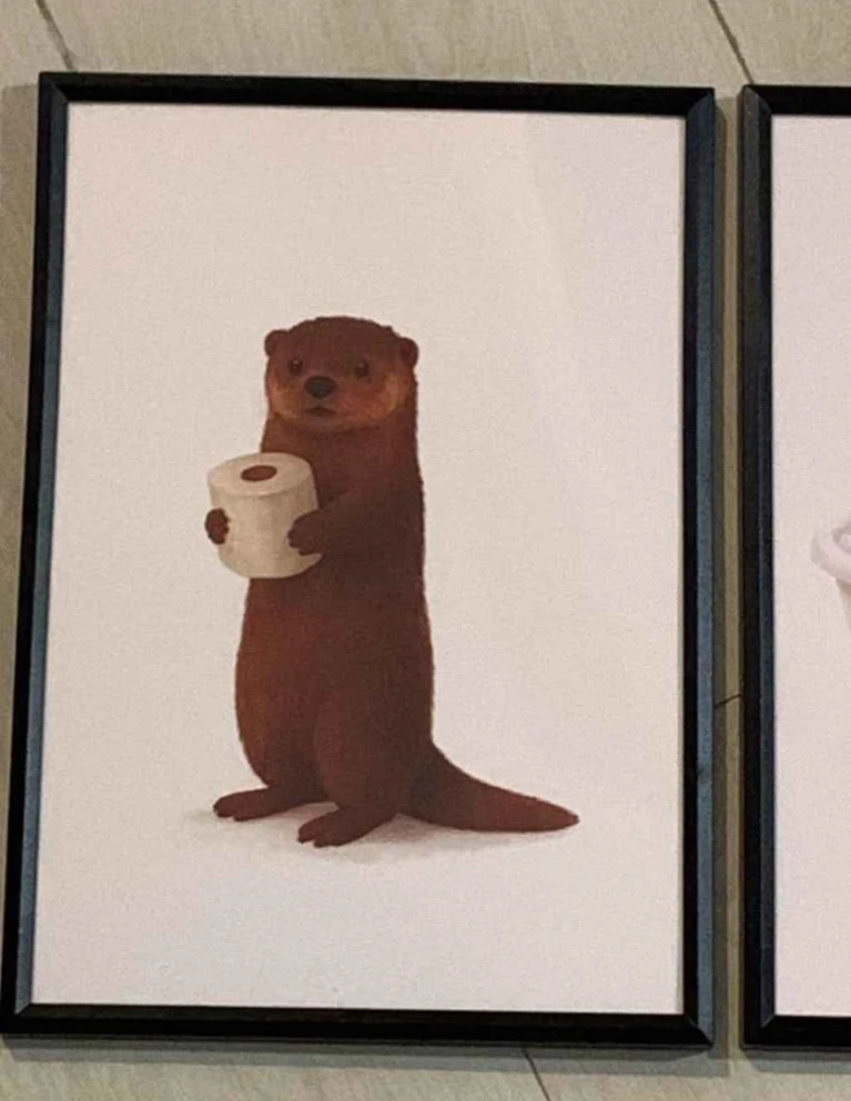 Sets of 3 - 20x30cm - Framed Otter Bathroom Decor - photo 2