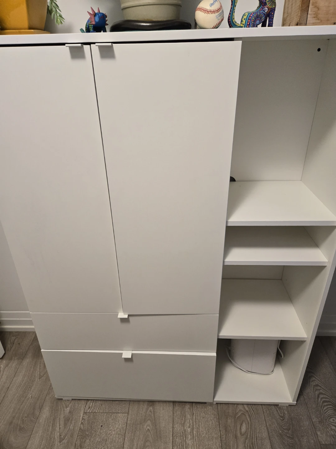 White Cabinet with Drawers and Shelves