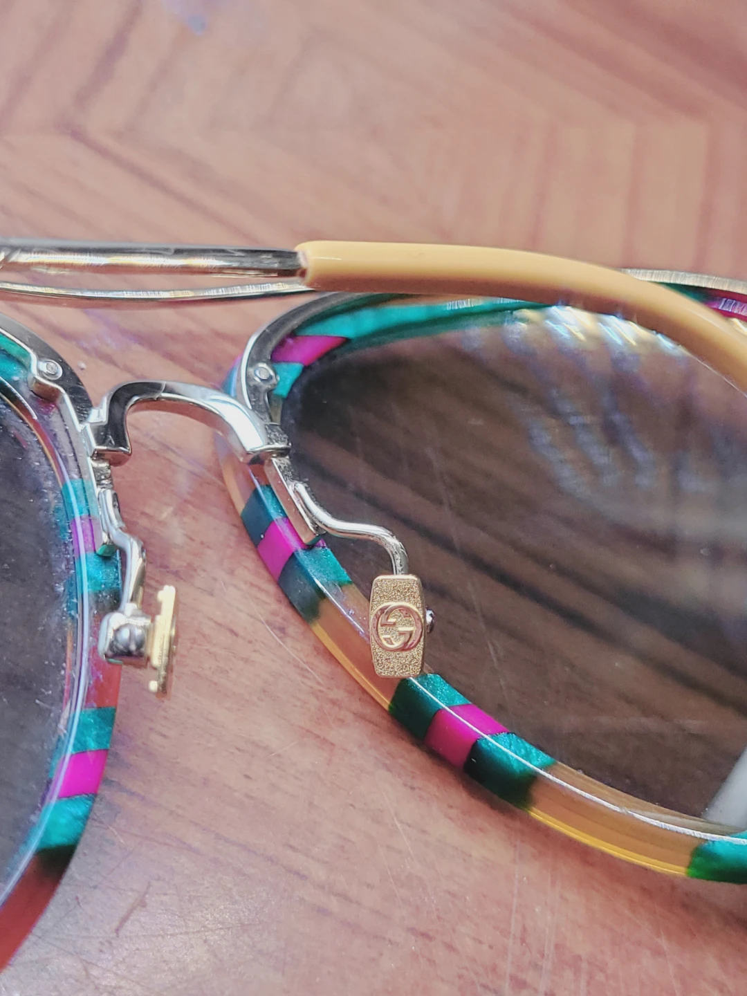 GUCCI Multicolor Striped Acetate Eyeglasses - photo 2
