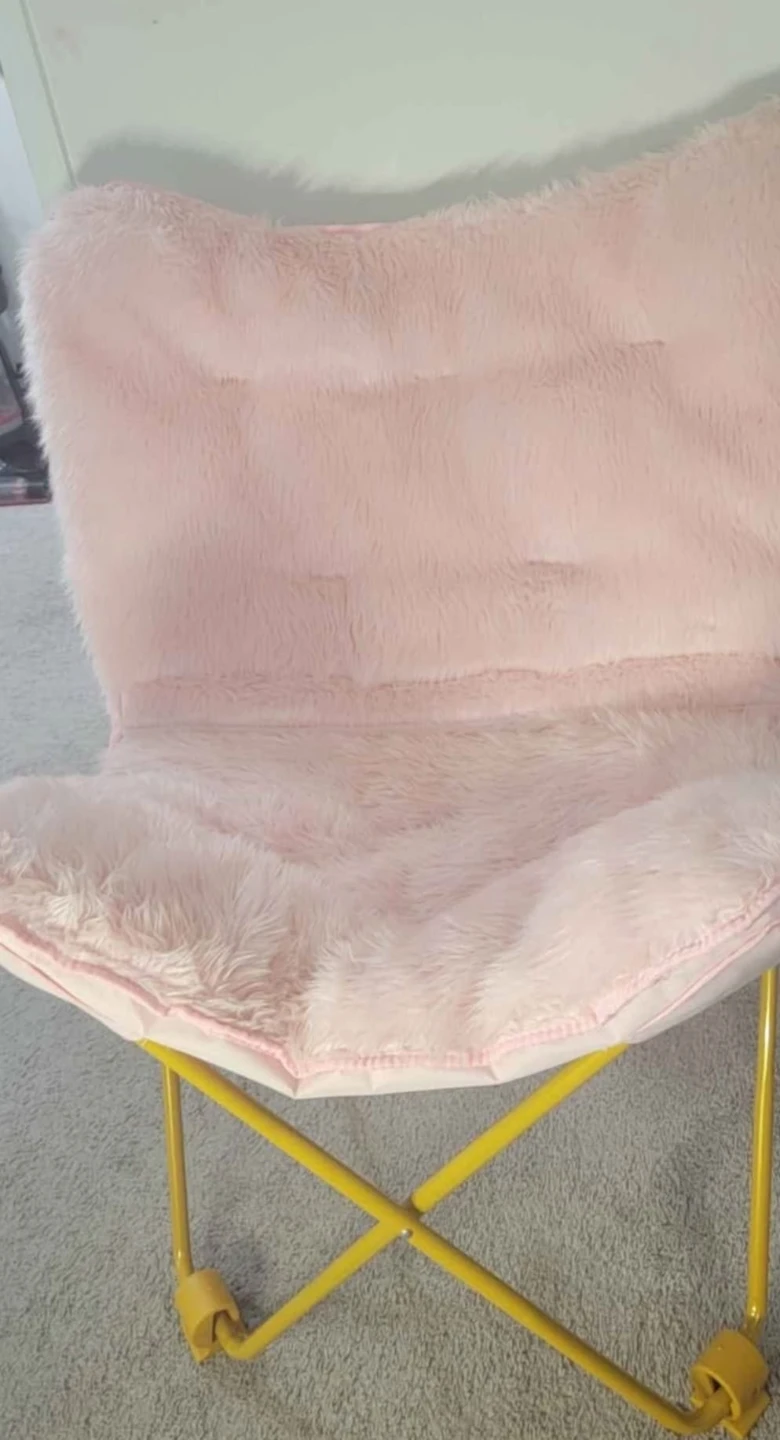 Mongolian Faux Fur Butterfly Chair (Blush Pink) - photo 3