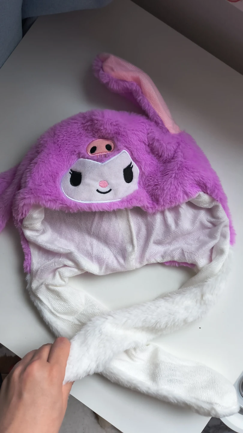 Purple Kuromi Plush Hat with Raising Ears - photo 2