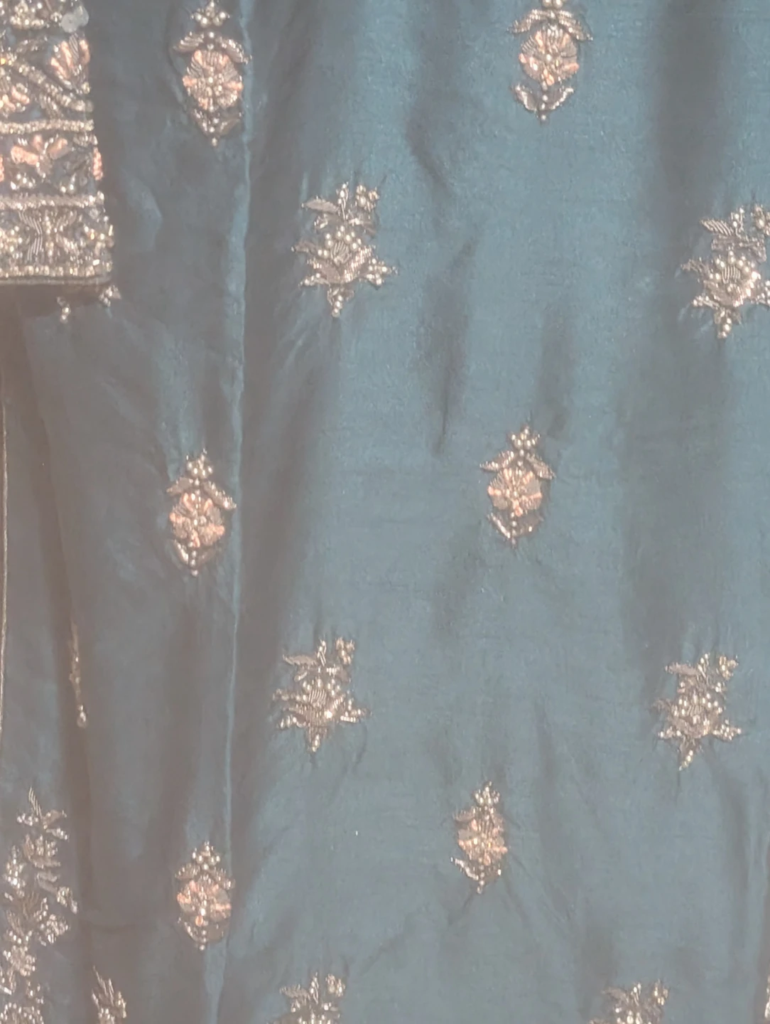 Teal Embroidered fancy Kurti with Dupatta - photo 3