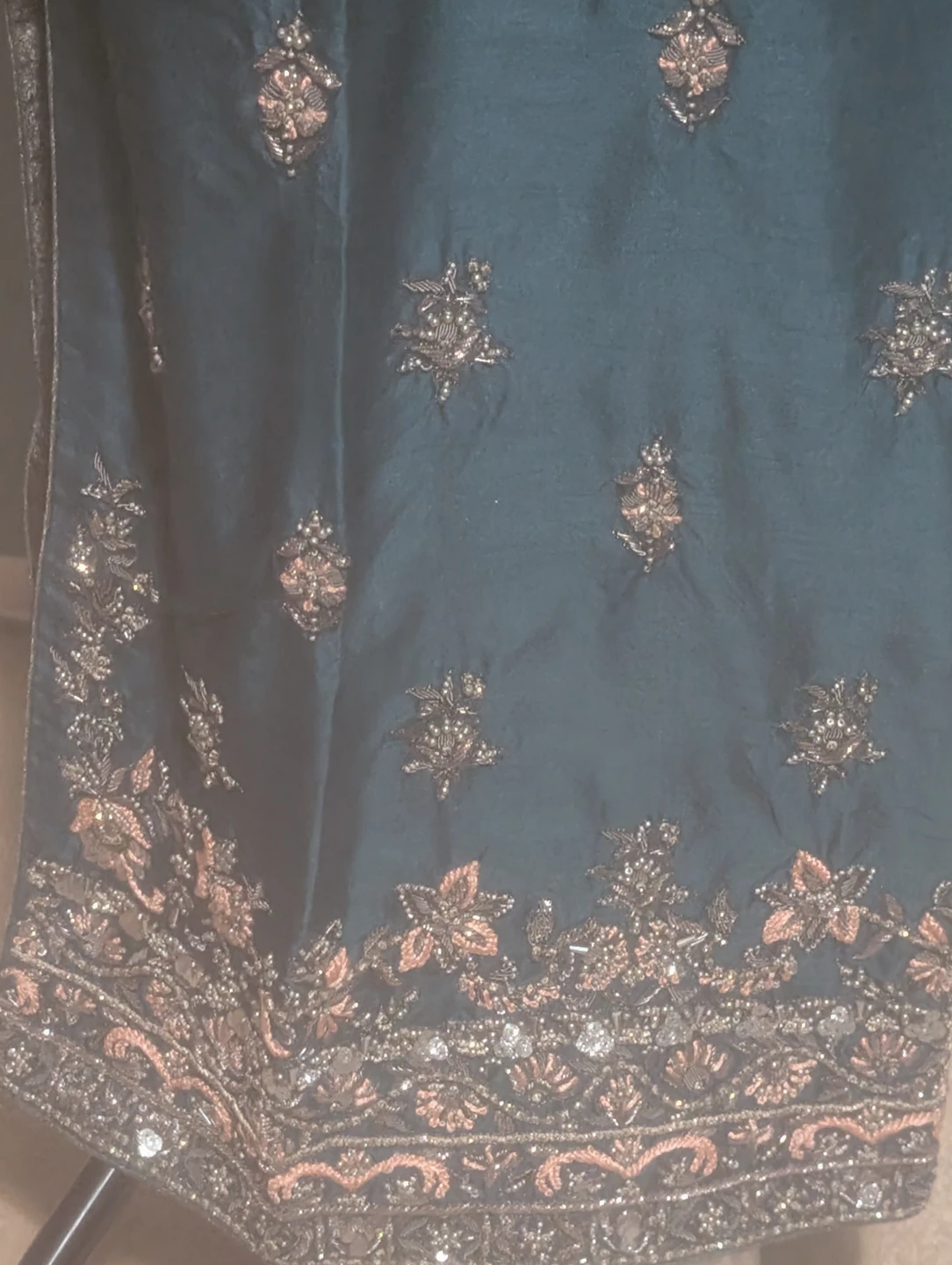 Teal Embroidered fancy Kurti with Dupatta - photo 4