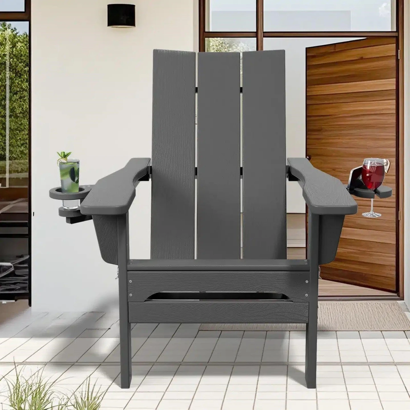 Grey Adirondack Chair with Cup Holder - photo 4