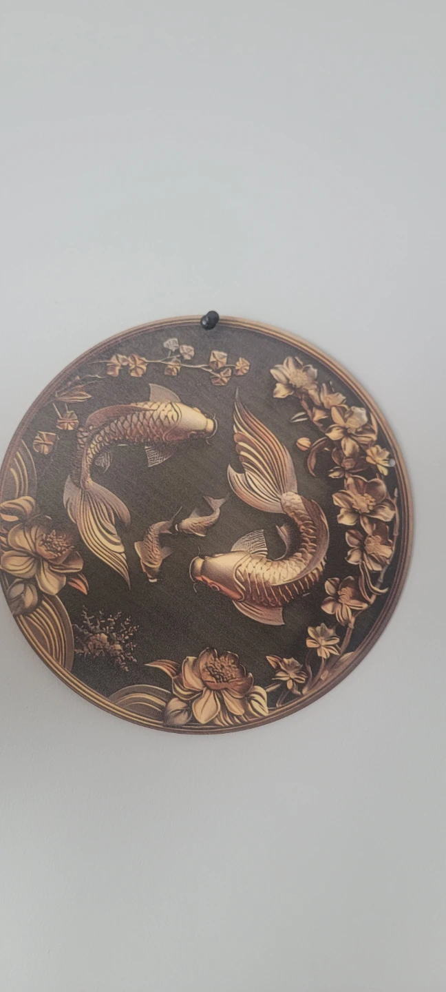 Round Koi Fish and Floral Wall Art