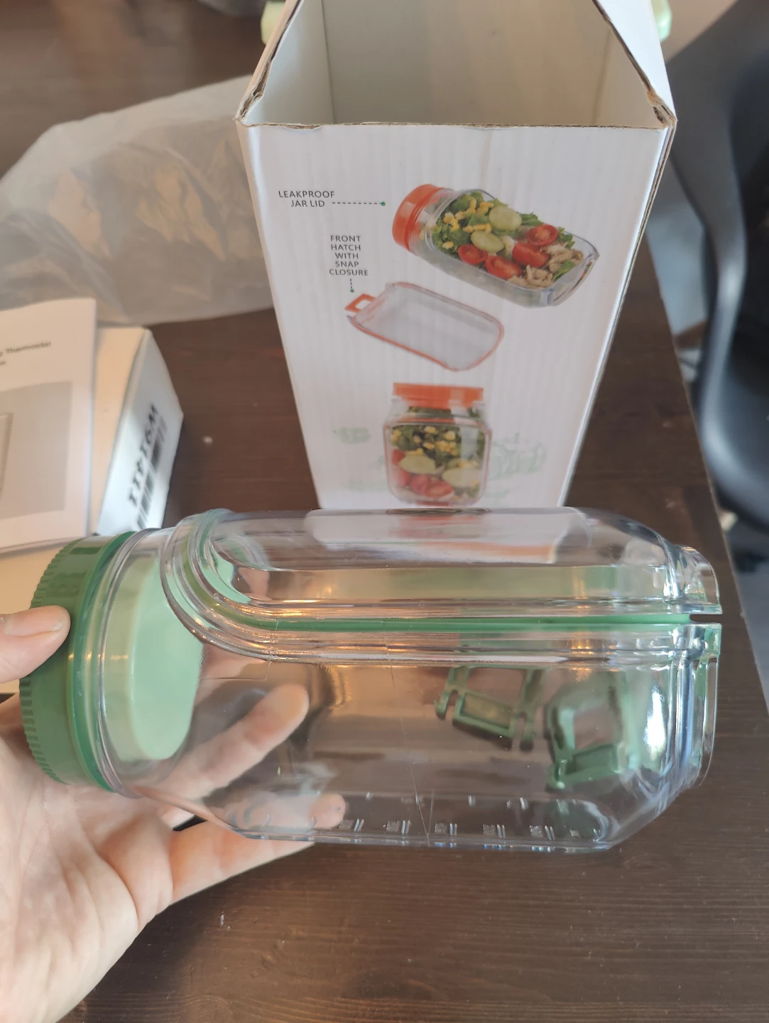 Side-Opening Salad Jar Container - Green - photo 2