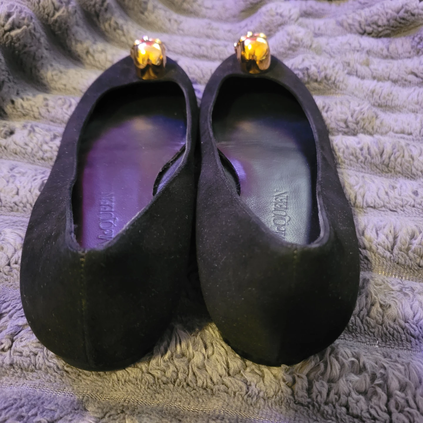 Alexander McQueen Black Suede Skull Ballet Flats 38/7.5us - photo 4