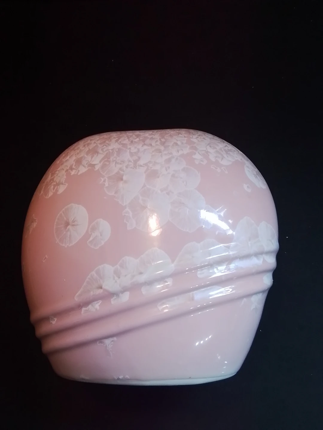 Vintage Chinese Pink Crystalline Glazed Ceramic Vase Signed - photo 2