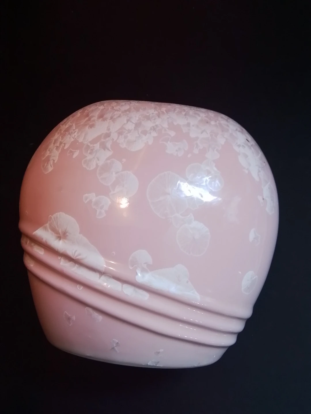 Vintage Chinese Pink Crystalline Glazed Ceramic Vase Signed - photo 3