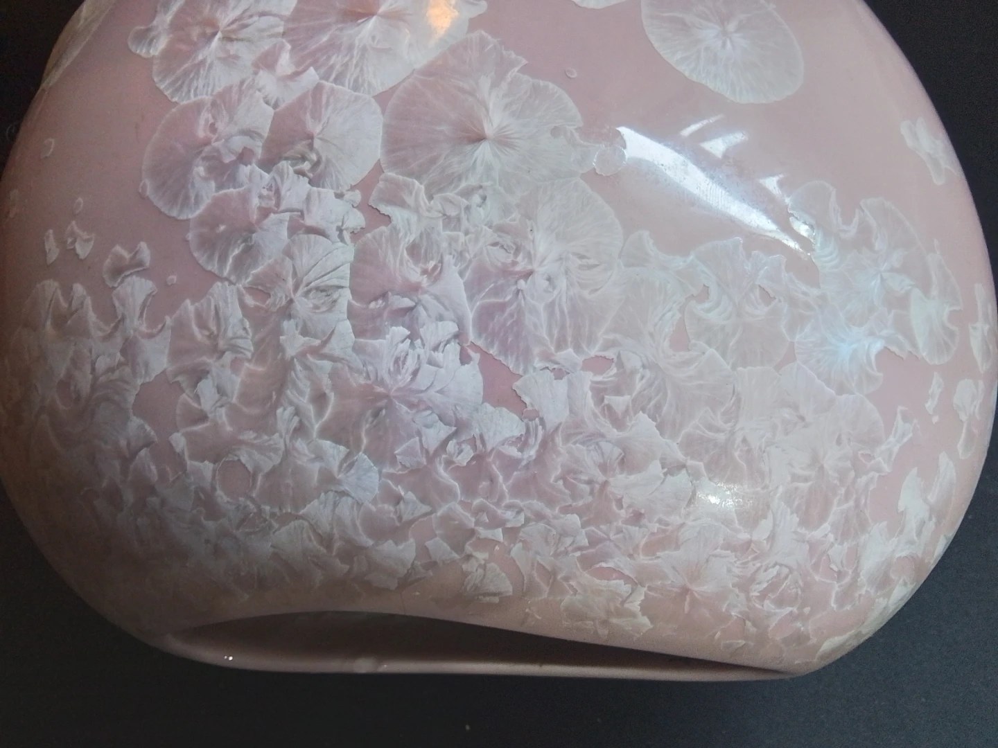 Vintage Chinese Pink Crystalline Glazed Ceramic Vase Signed - photo 5