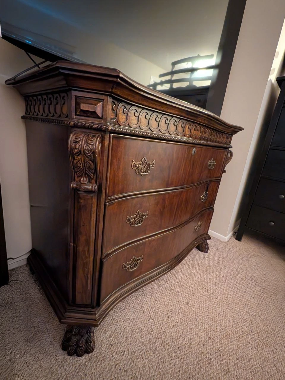 Vintage Wooden Dresser with Ornate Details