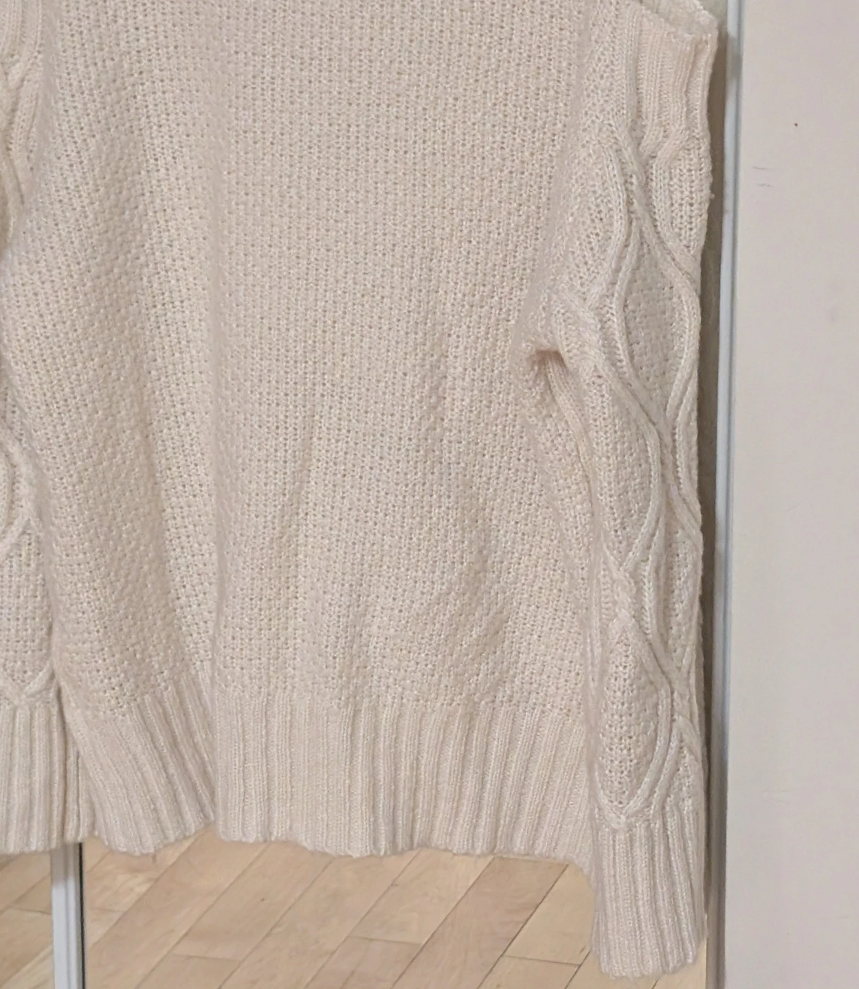 Cream Cold Shoulder Cable Knit Sweater - photo 2