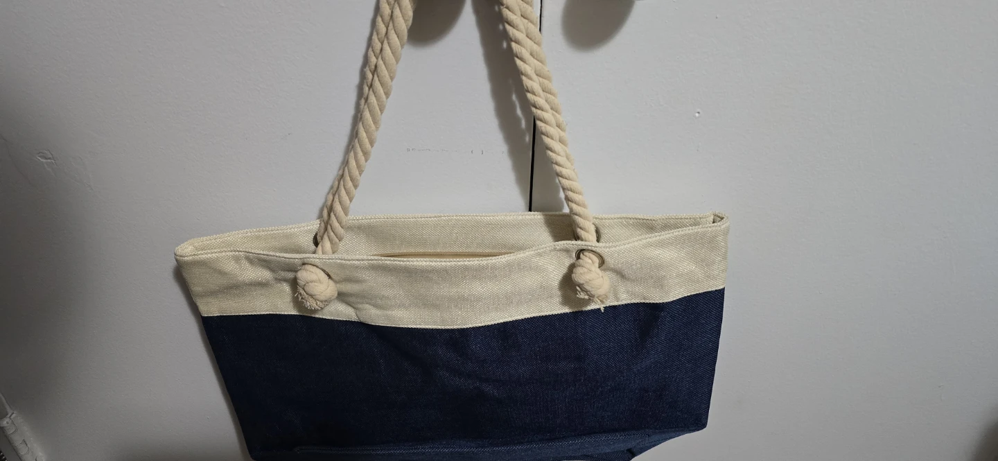 Beach Tote Bag - Navy with Steering Wheel Design - photo 3