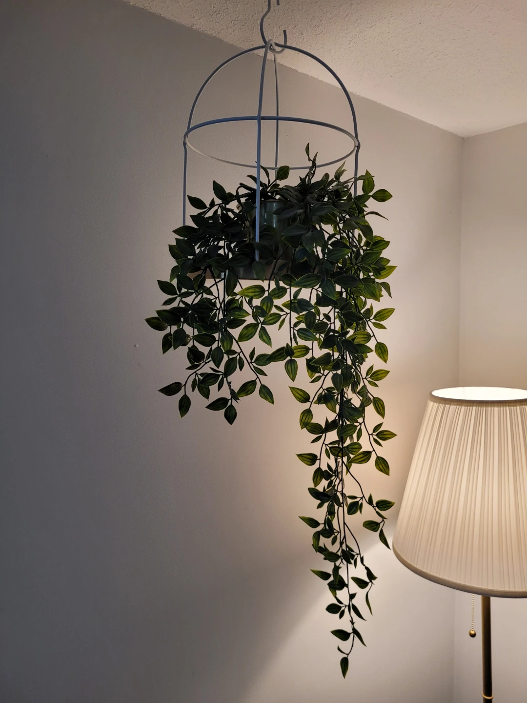 Artificial Hanging Plant with White Cage