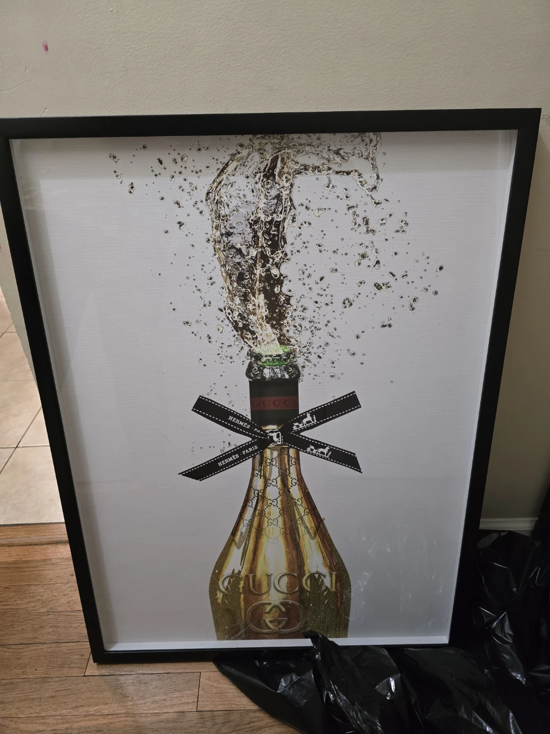 Framed Wall Art Print - Gucci Champagne Bottle Design - photo 2
