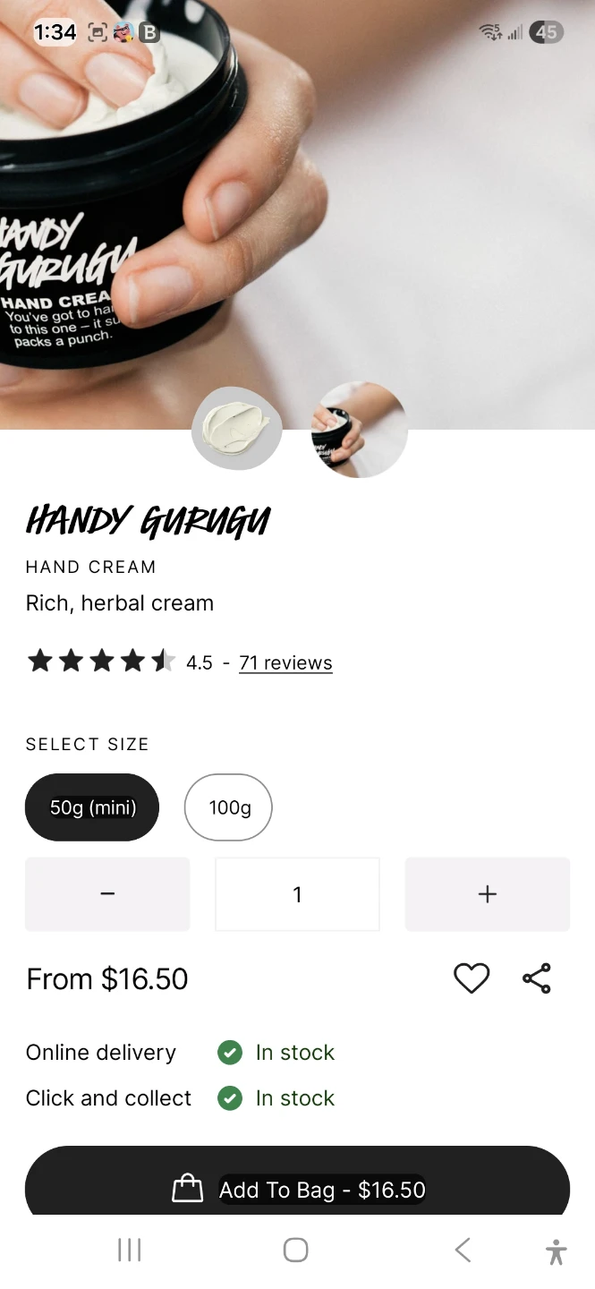 LUSH Handy Gurugu Hand Cream - 100g