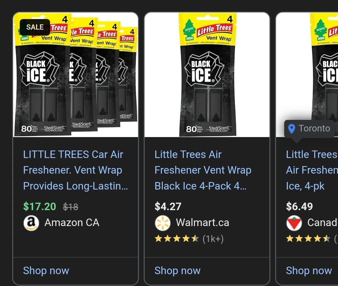 Little Trees Black Ice Vent Wrap Car Air Freshener