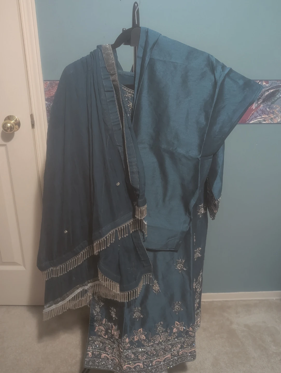 Teal Embroidered fancy Kurti with Dupatta - photo 2