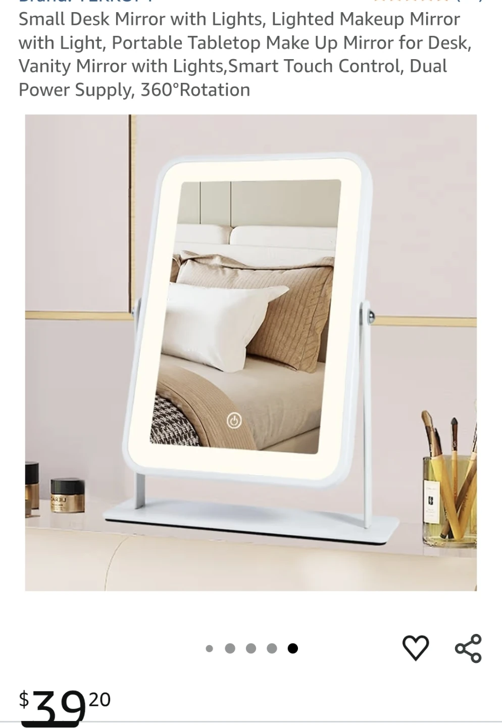 TERROPE Lighted Makeup Mirror with Dimmable LED Light