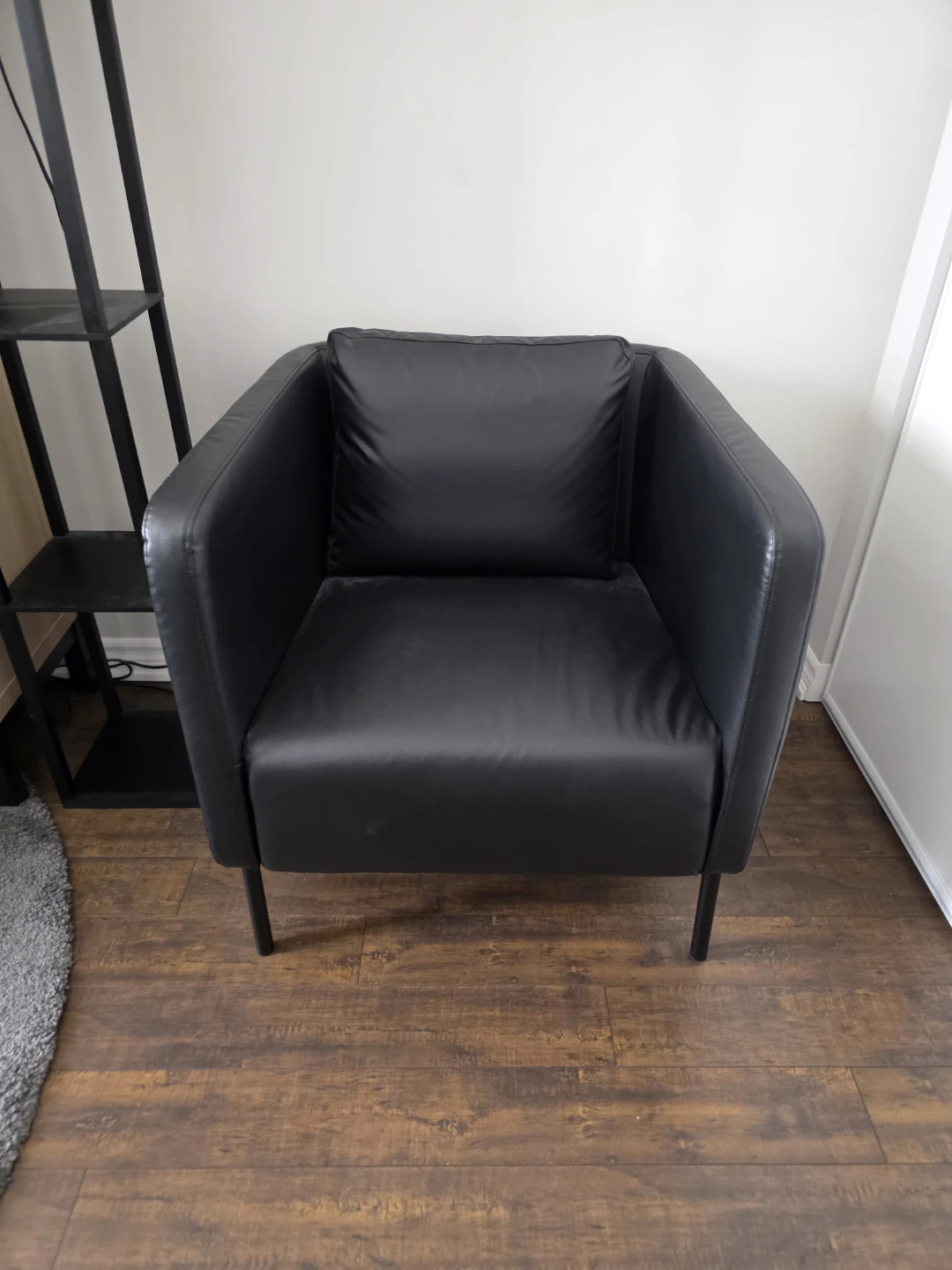 Black Faux Leather Armchair