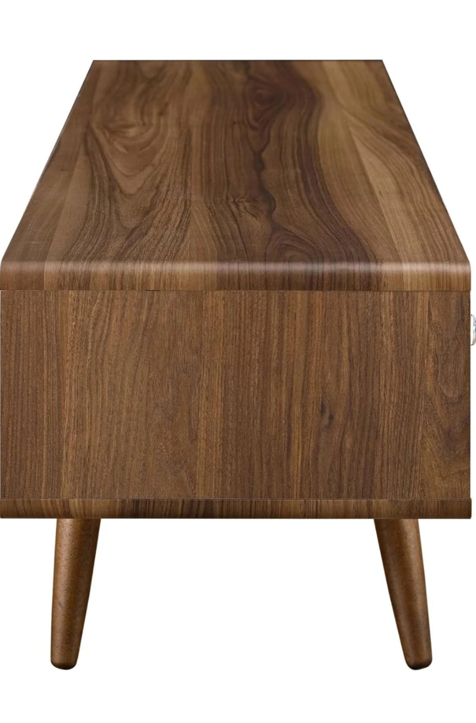 Mid-Century Modern TV Stand with Drawer - Walnut Finish - photo 2