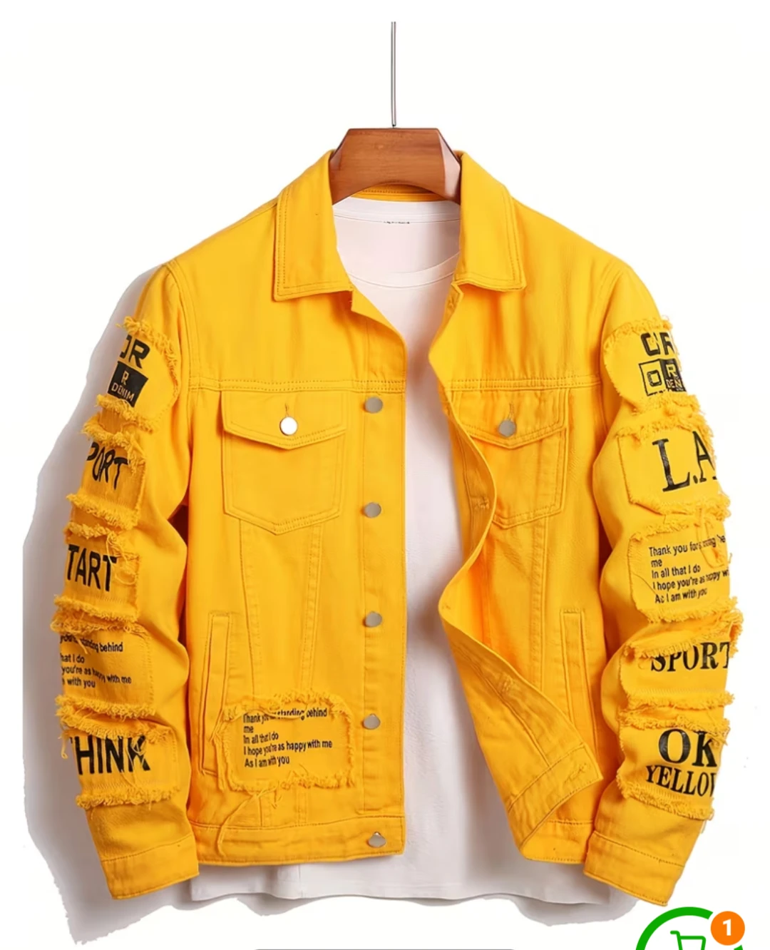 Yellow Denim Jacket with "Choose to Be Kind" Graphic