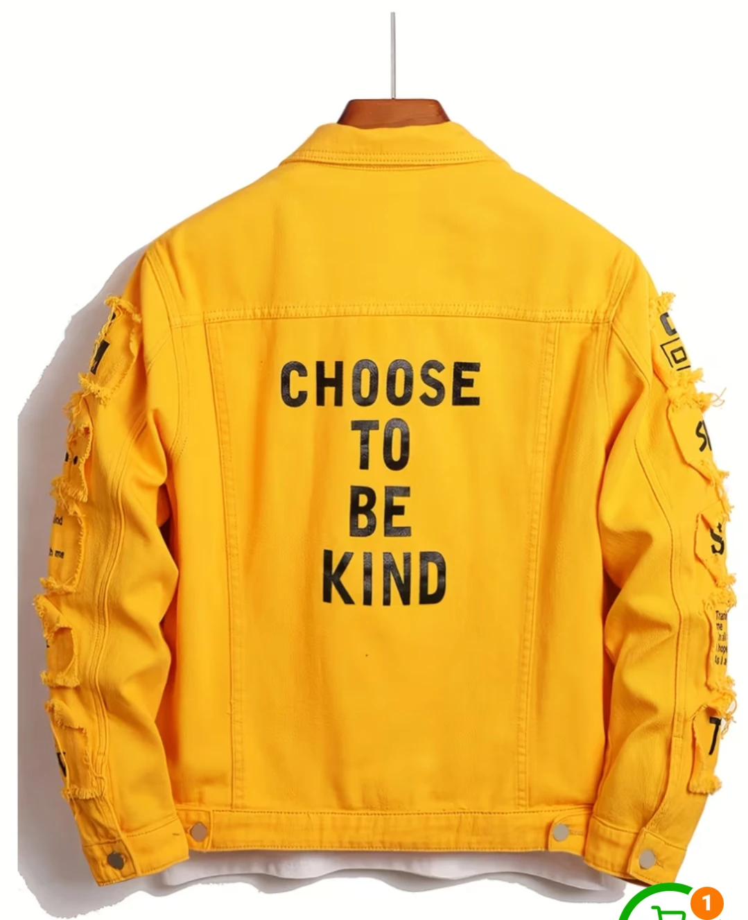 Yellow Denim Jacket with "Choose to Be Kind" Graphic - photo 2