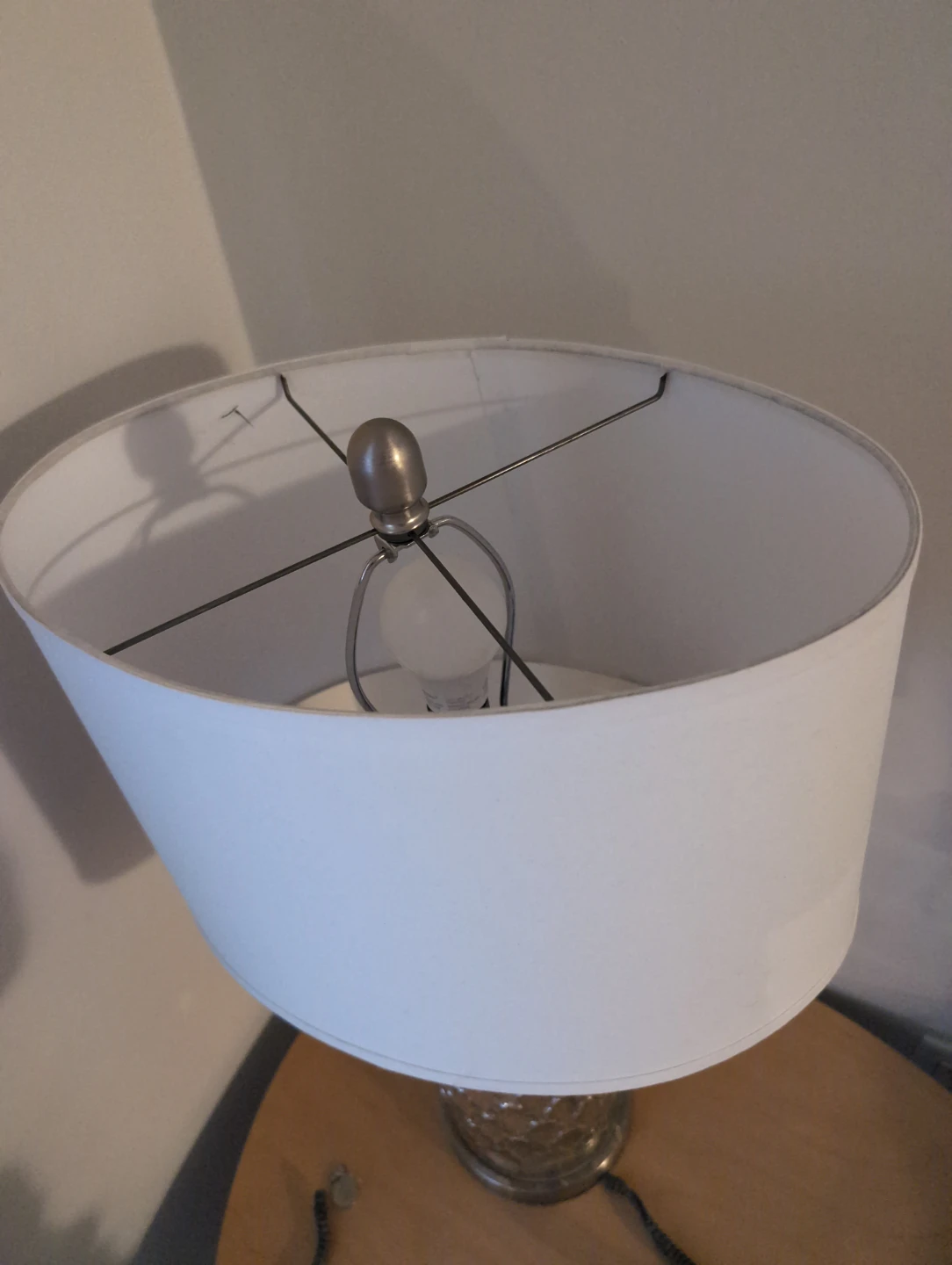 Silver Table Lamp with White Drum Shade - photo 2