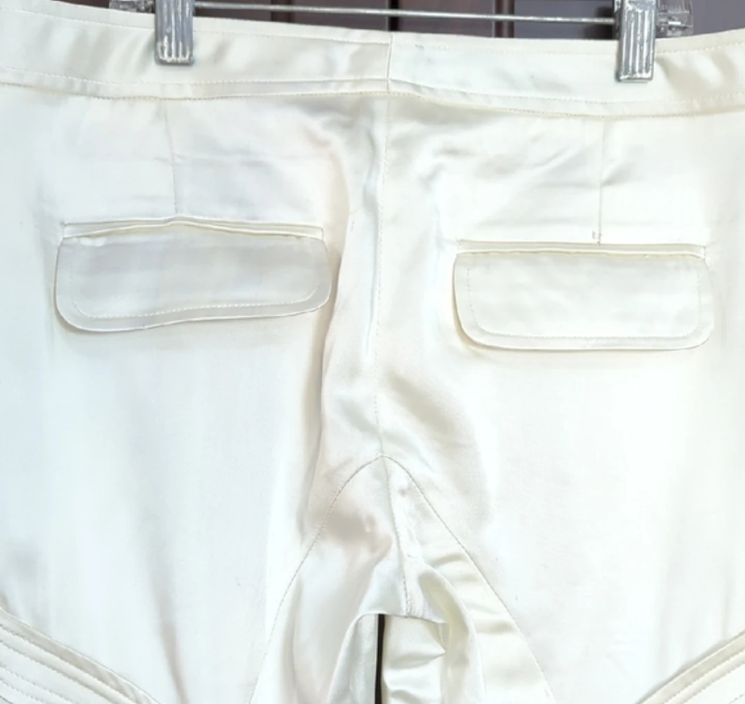 Cream Satin Tie Leg Pants - photo 4