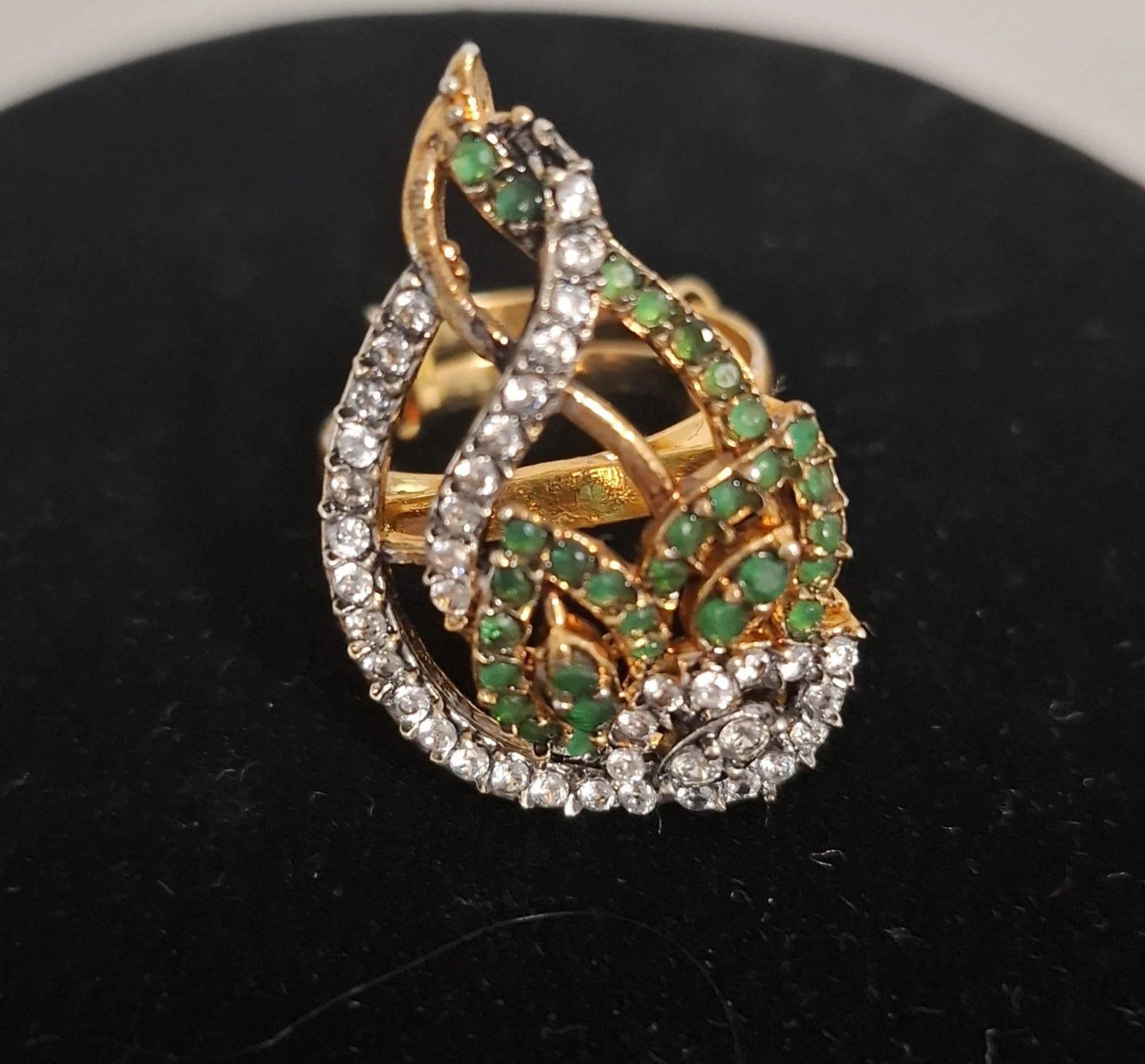 Gold-tone Jewelry Set with Green and Clear Stones - photo 4