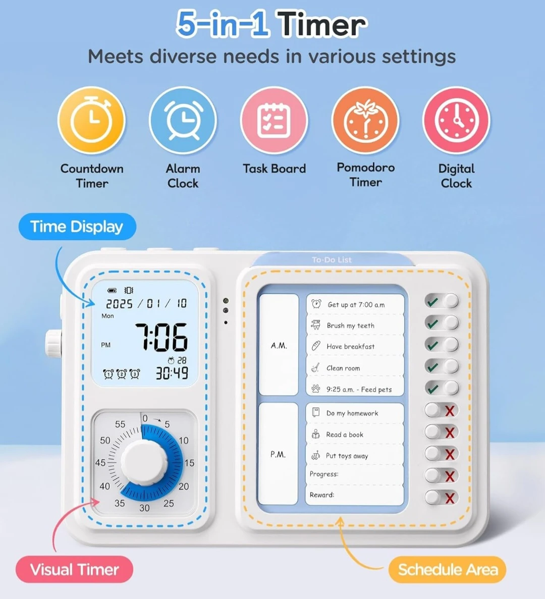 3-in-1 Visual Timer & ADHD Tool