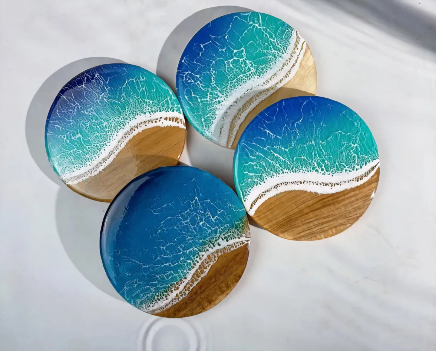 Resin Ocean Wave Coasters - Set of 4