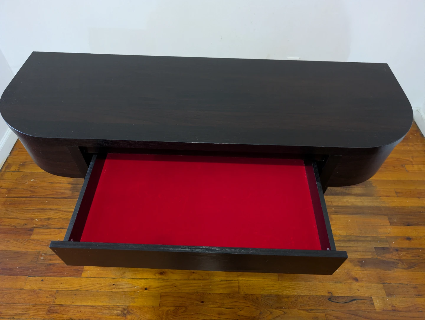 Dark Wood Console Table with Drawer - photo 3