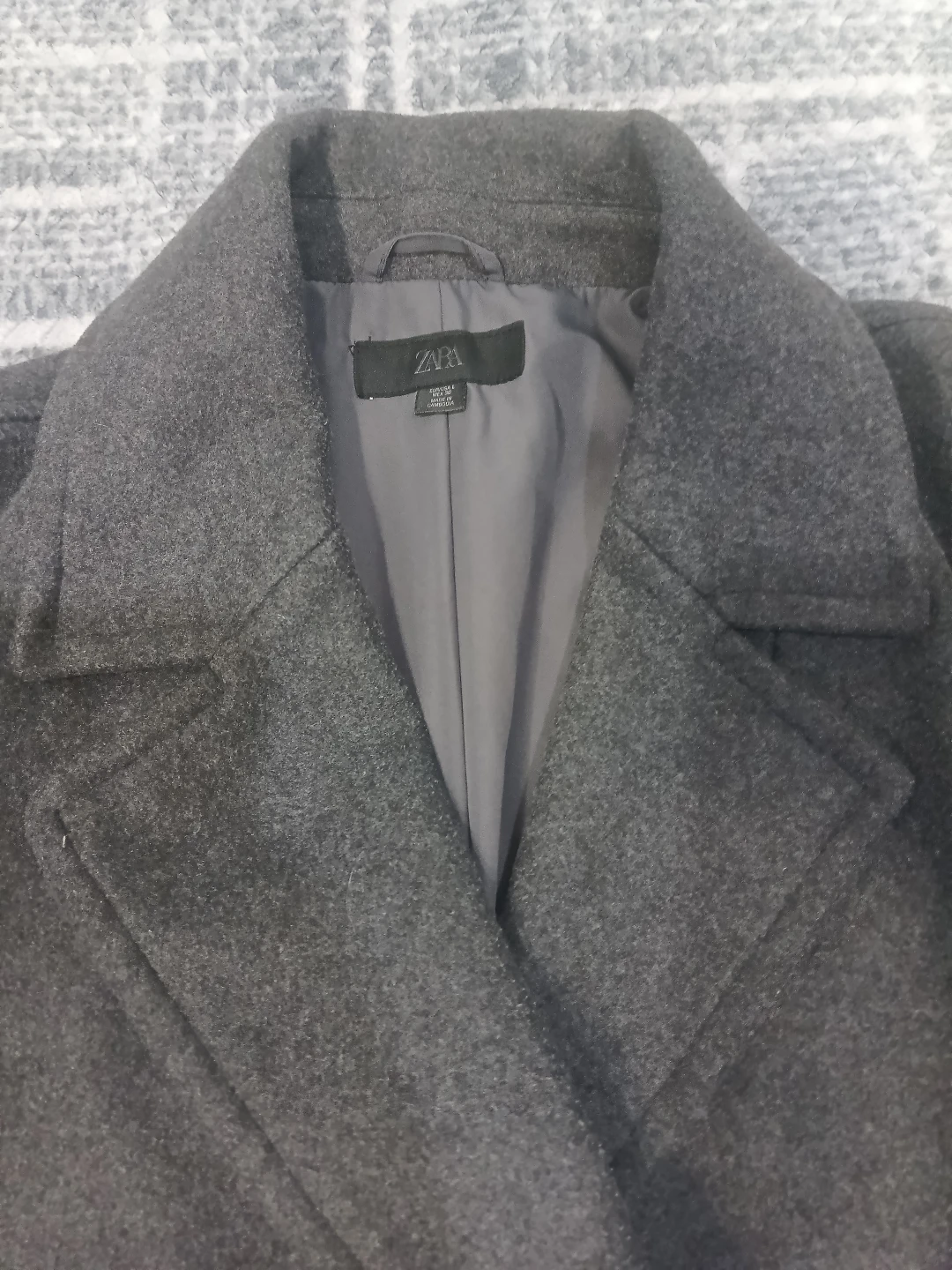 ZARA Grey Double-Breasted Wool Blend Coat - photo 2