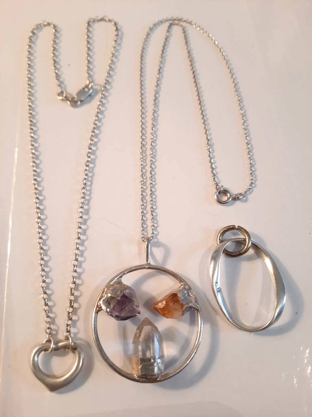 Sterling Silver Raw Crystal Pendant Necklace