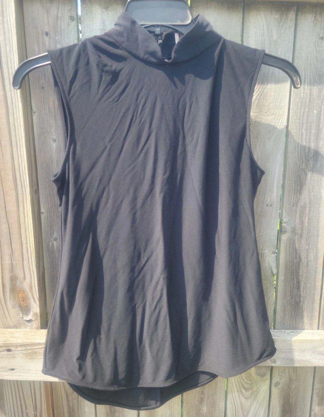 Black Sleeveless Mock Neck Zip Top