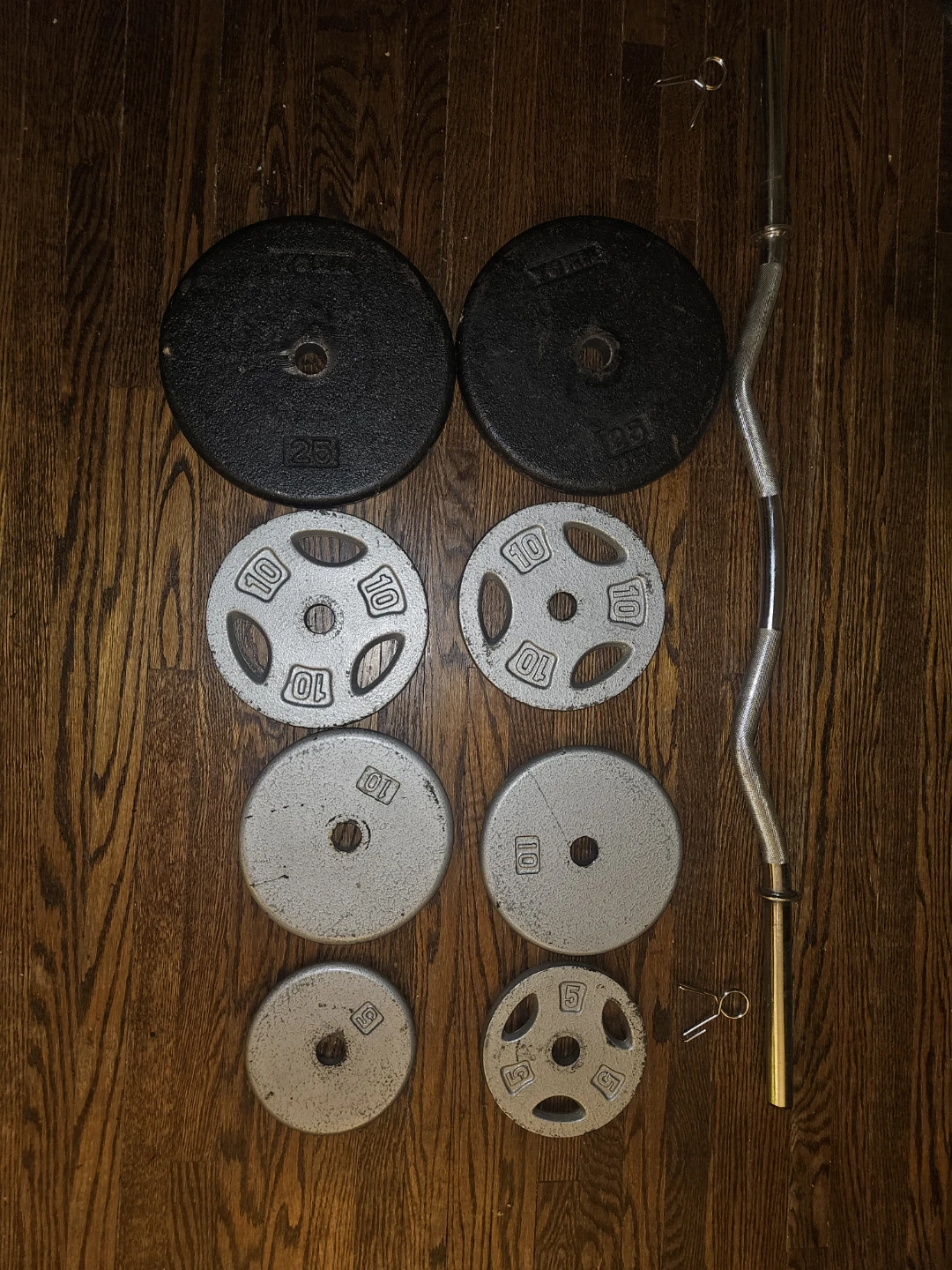 Curl Barbell & Weight Set - 2×25lbs, 4x10lbs, 2x5lbs