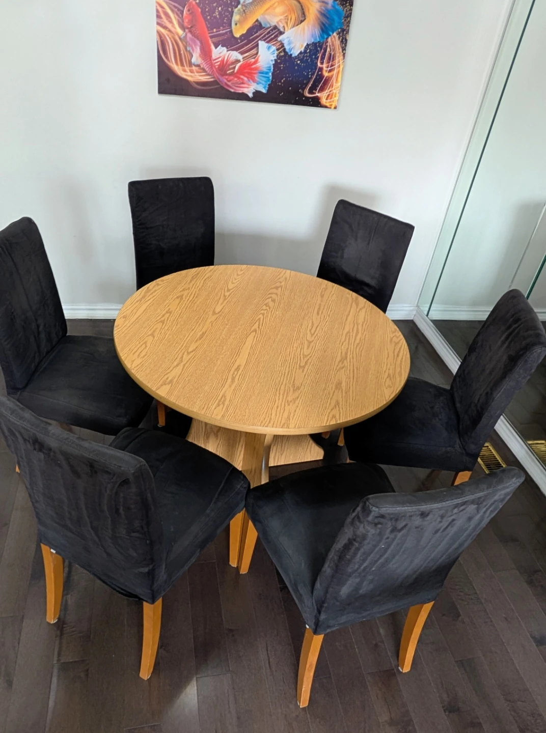 Round Oak Dining Table & 6pcs Chairs - photo 2