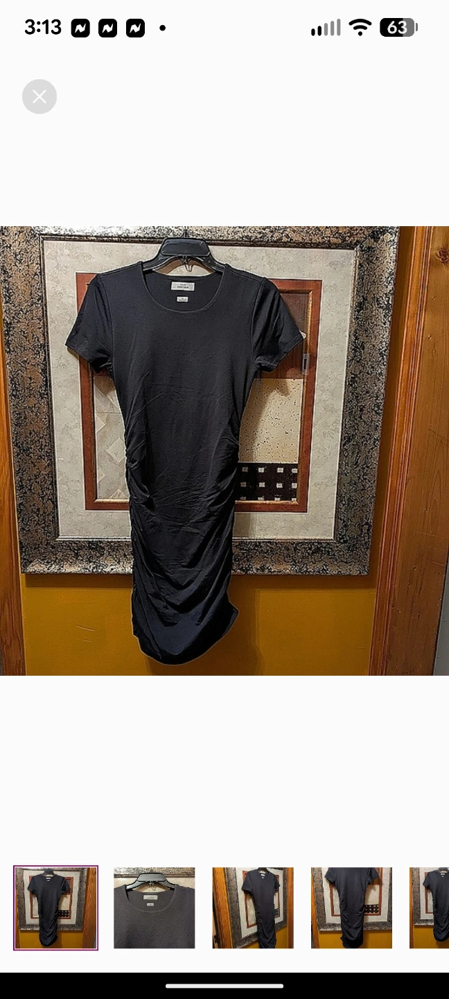 Babaton Contour Black Sheath Midi Dress Crew Neck Casual